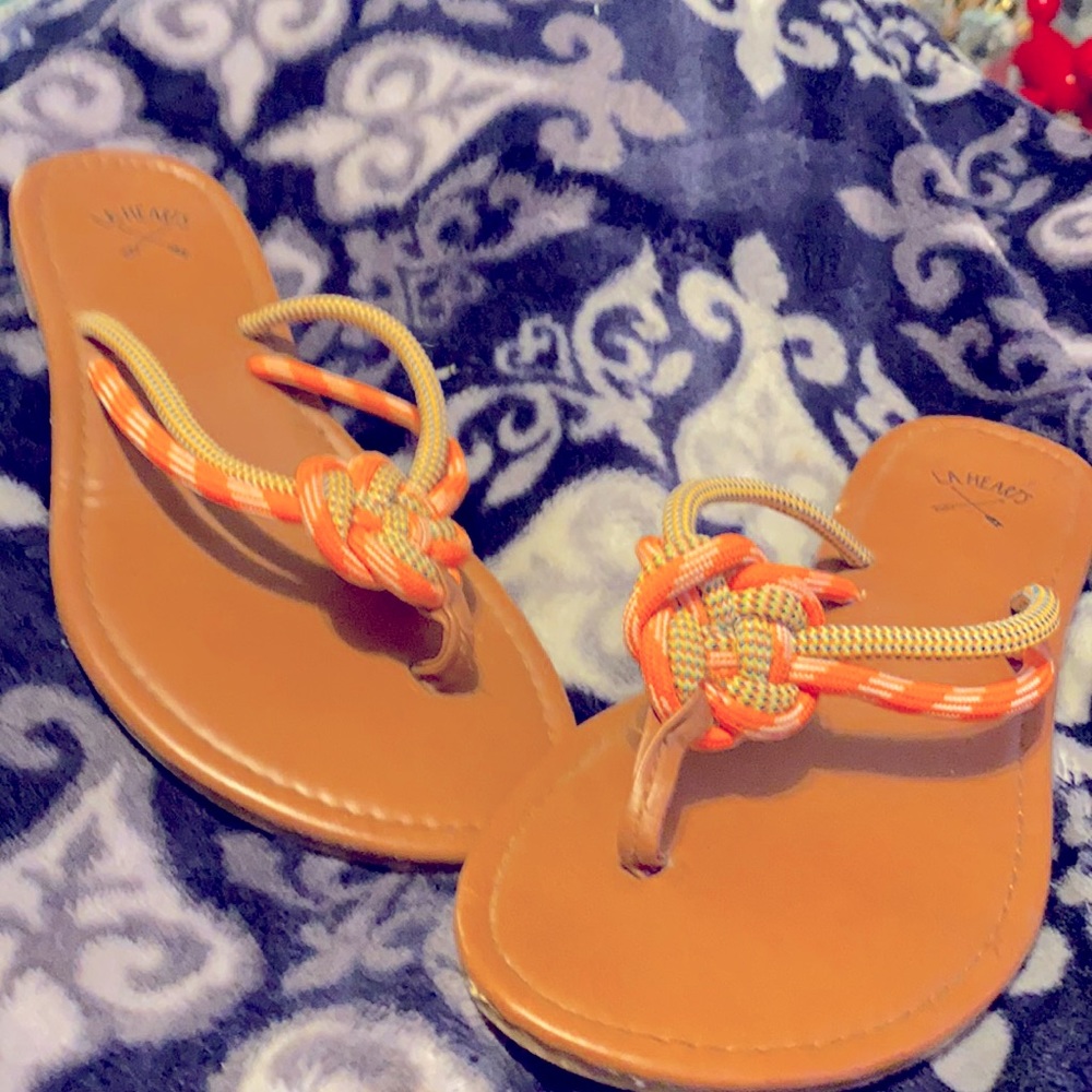 Bright orange La hearts sandals